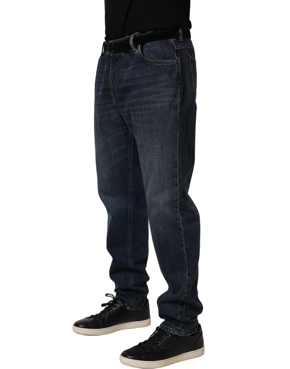 Dolce & Gabbana Dark Blue Washed MidWaist Straight Denim Jeans