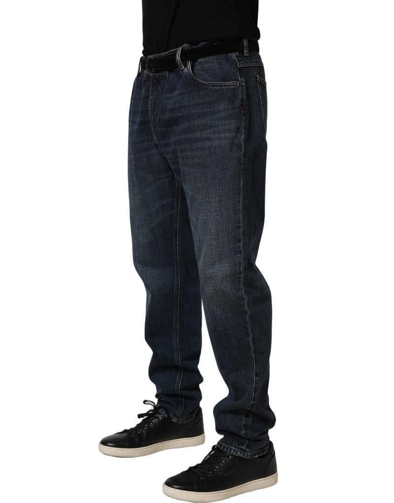 Dolce & Gabbana Dark Blue Washed MidWaist Straight Denim Jeans