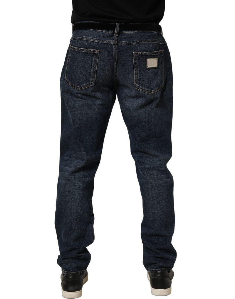 Dolce & Gabbana Dark Blue Washed MidWaist Straight Denim Jeans