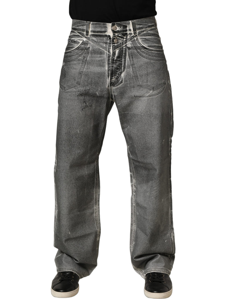 Dolce & Gabbana Grey Washed Mid Waist Straight Denim Jeans