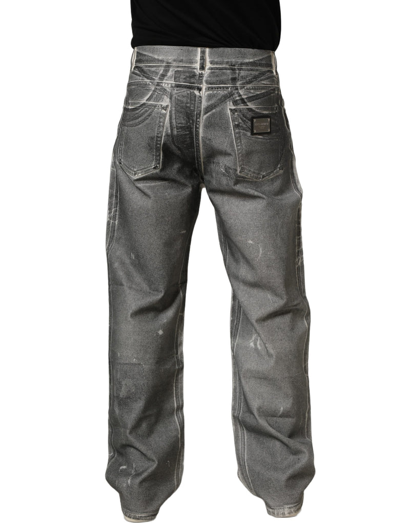 Dolce & Gabbana Grey Washed Mid Waist Straight Denim Jeans
