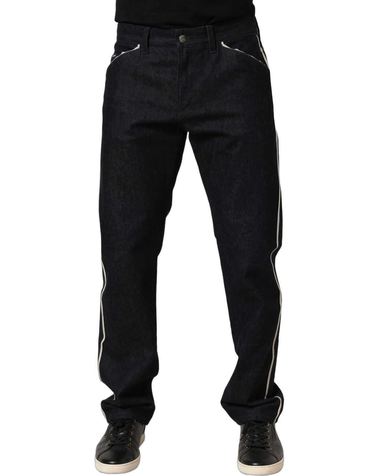 Dolce & Gabbana Black Cotton Mid Waist Classic Men Denim Jeans