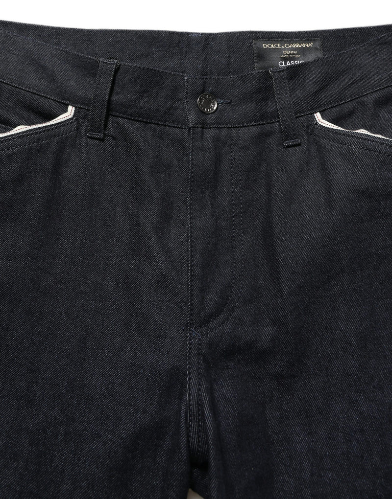 Dolce & Gabbana Black Cotton Mid Waist Classic Men Denim Jeans