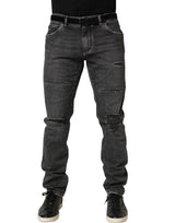 Dolce & Gabbana Dark Grey Distressed Mid Waist Denim Jeans
