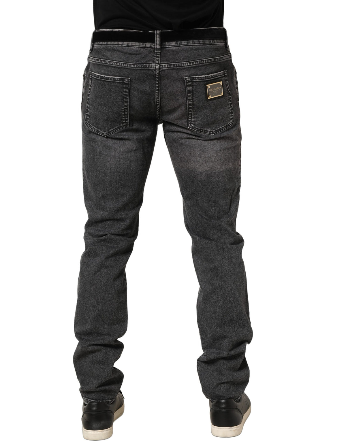 Dolce & Gabbana Dark Grey Distressed Mid Waist Denim Jeans