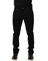 Dolce & Gabbana Black Heraldic Embroidered Skinny Denim Jeans