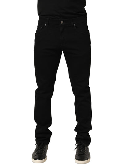 Dolce & Gabbana Black Heraldic Embroidered Skinny Denim Jeans
