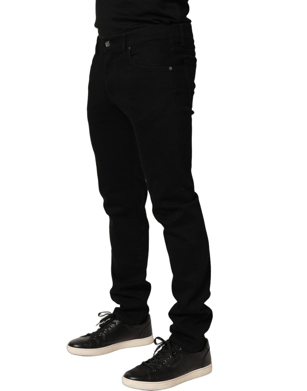 Dolce & Gabbana Black Heraldic Embroidered Skinny Denim Jeans