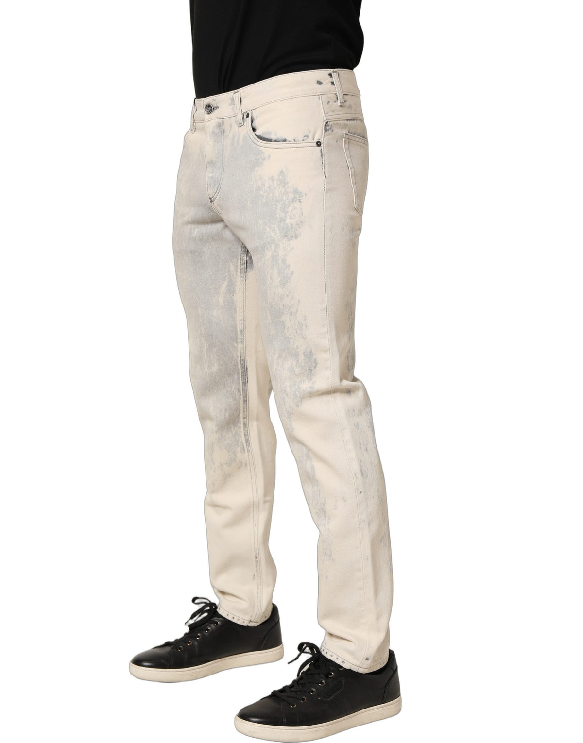Dolce & Gabbana Beige Tie Dye Cotton Straight Leg Jeans for Men