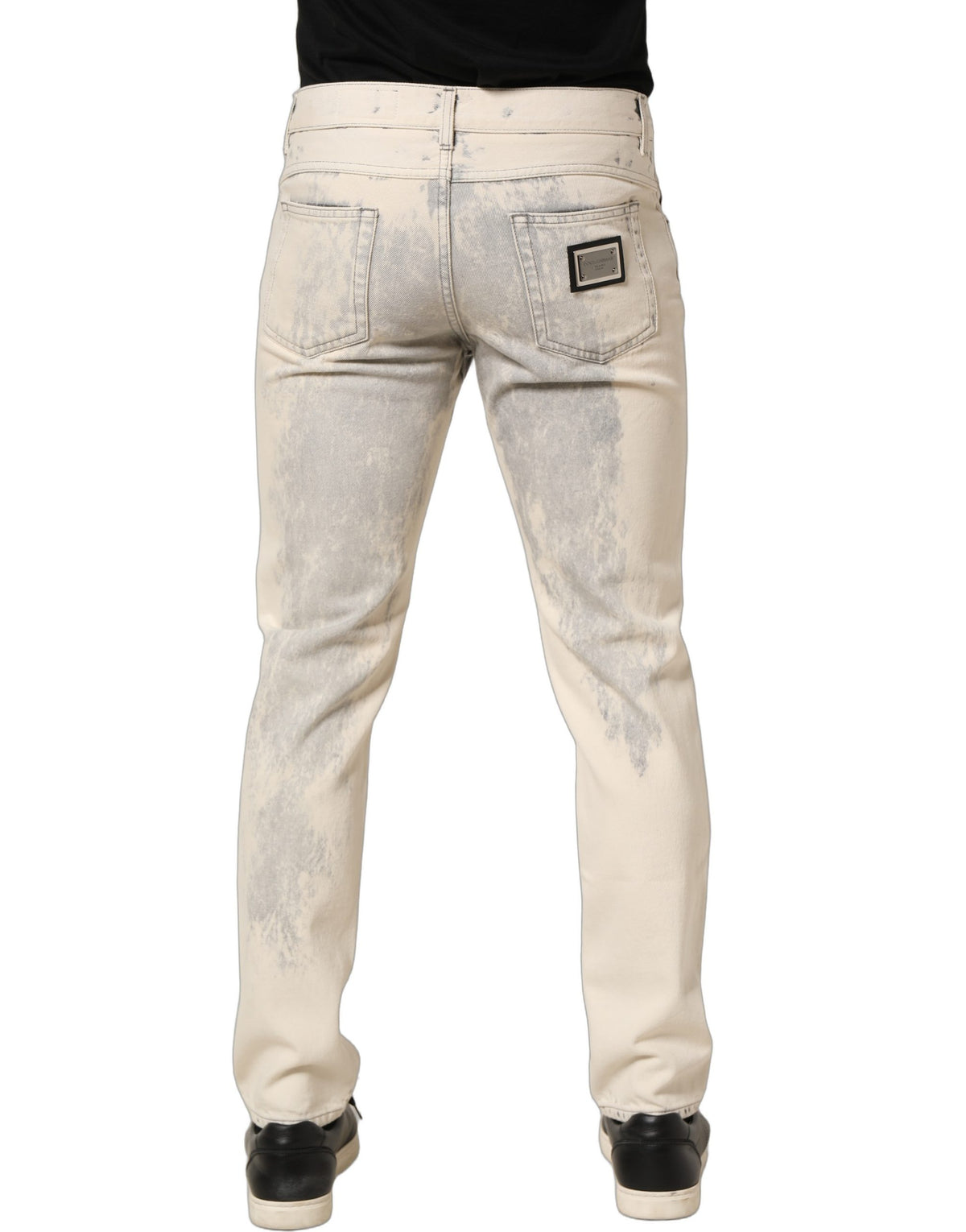Dolce & Gabbana Beige Tie Dye Cotton Straight Leg Jeans for Men