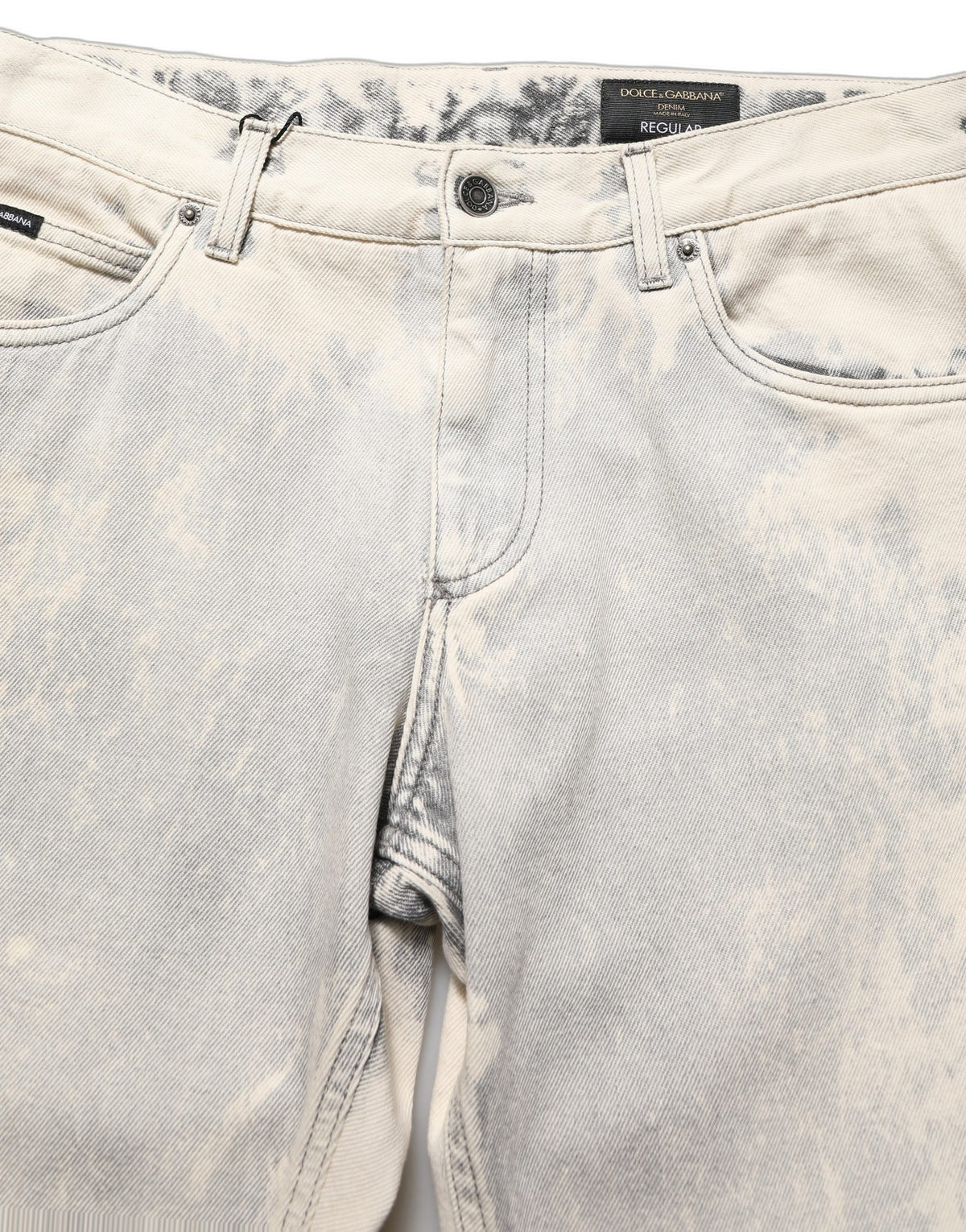 Dolce & Gabbana Beige Tie Dye Cotton Straight Leg Jeans for Men