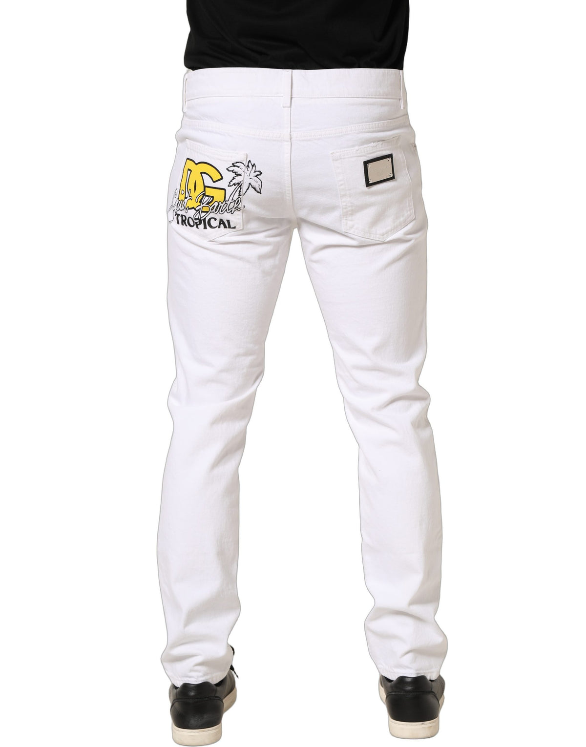 Dolce & Gabbana White Cotton Ripped Slim Fit Men Denim Jeans