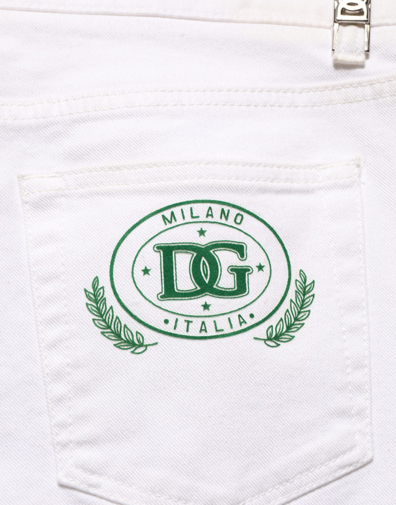Dolce & Gabbana White Cotton Skinny Mid Waist Denim Jeans