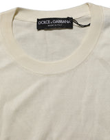 Dolce & Gabbana Off White 3/4 Sleeves Crewneck Pullover Sweater