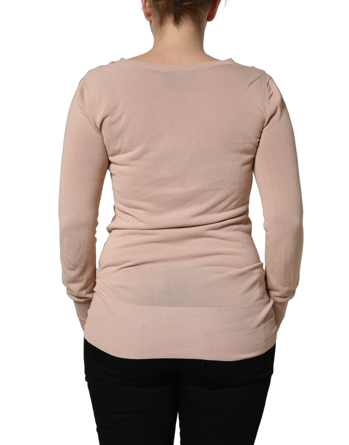 Dolce & Gabbana Beige Ribbed V-neck Front Tie Cardigan Sweater