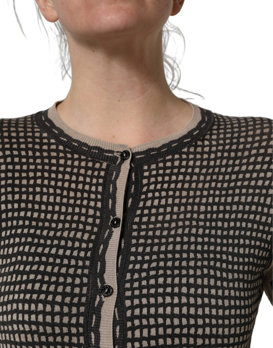 Dolce & Gabbana Black Floral Lace ButtonDownCardigan Sweater