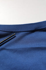 Dolce & Gabbana Blue Silk DG Logo Crew Neck Pullover Sweater