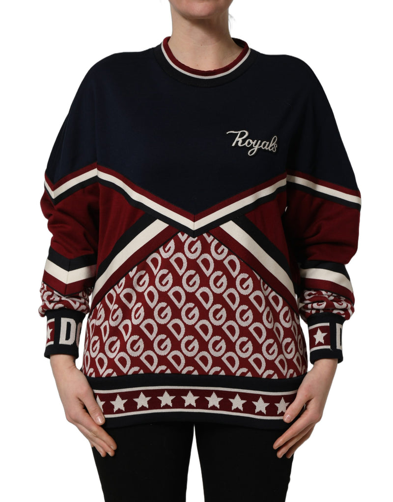 Dolce & Gabbana Blue Red Paneled 'Royals' Patch Sweatshirt
