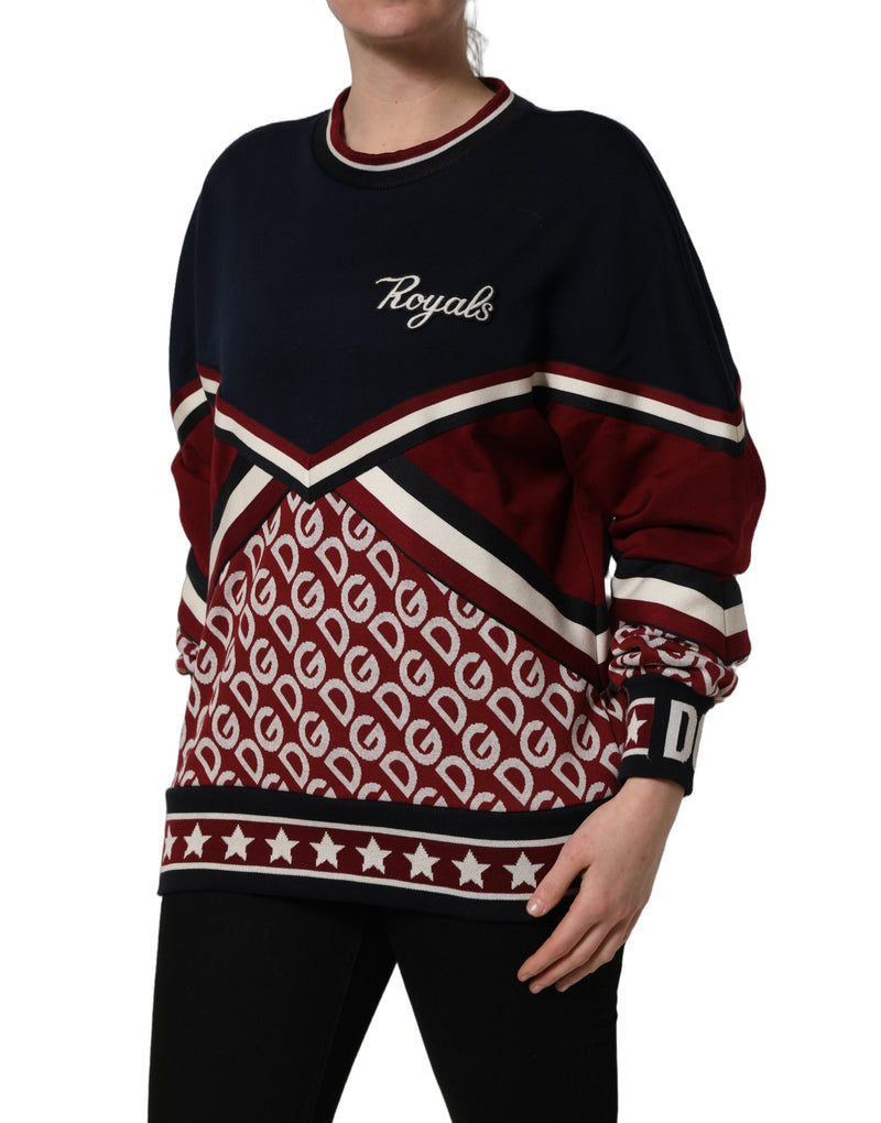 Dolce & Gabbana Blue Red Paneled 'Royals' Patch Sweatshirt