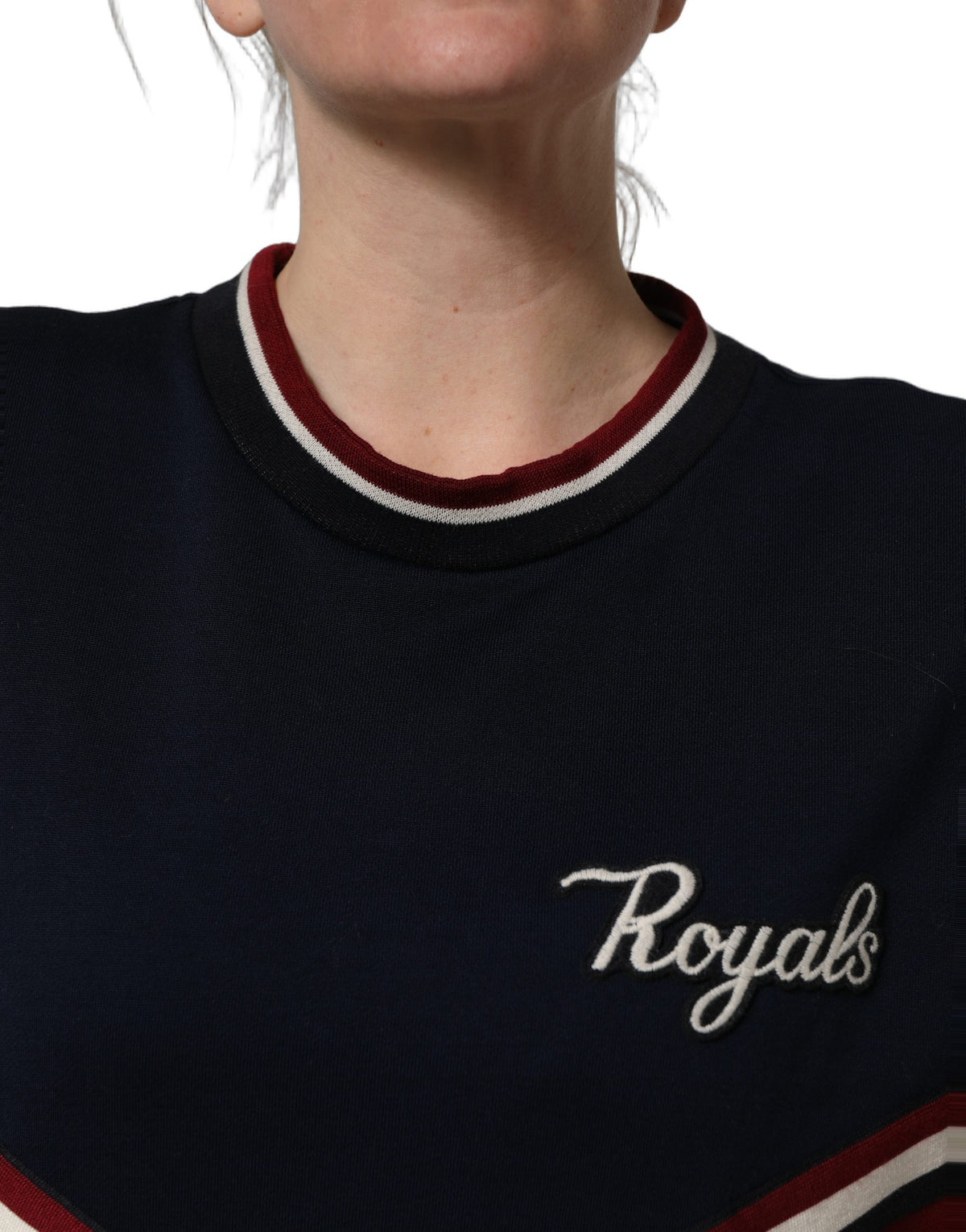 Dolce & Gabbana Blue Red Paneled 'Royals' Patch Sweatshirt