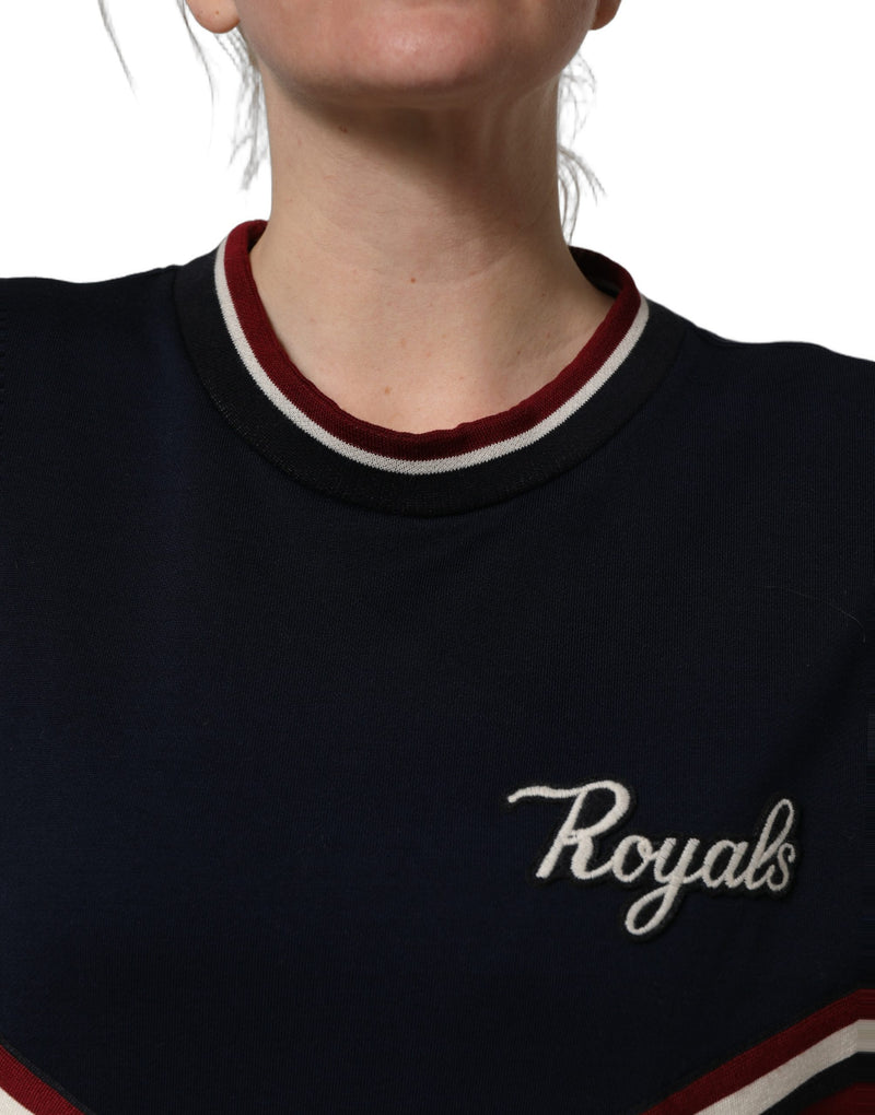 Dolce & Gabbana Blue Red Paneled 'Royals' Patch Sweatshirt