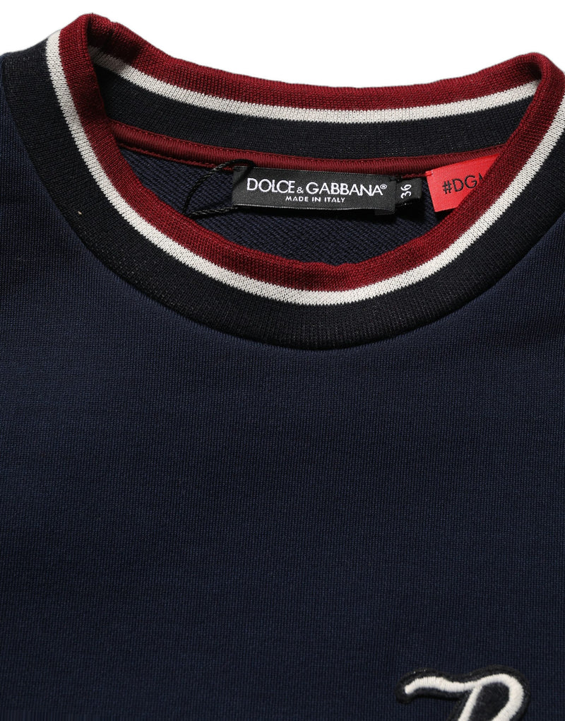 Dolce & Gabbana Blue Red Paneled 'Royals' Patch Sweatshirt