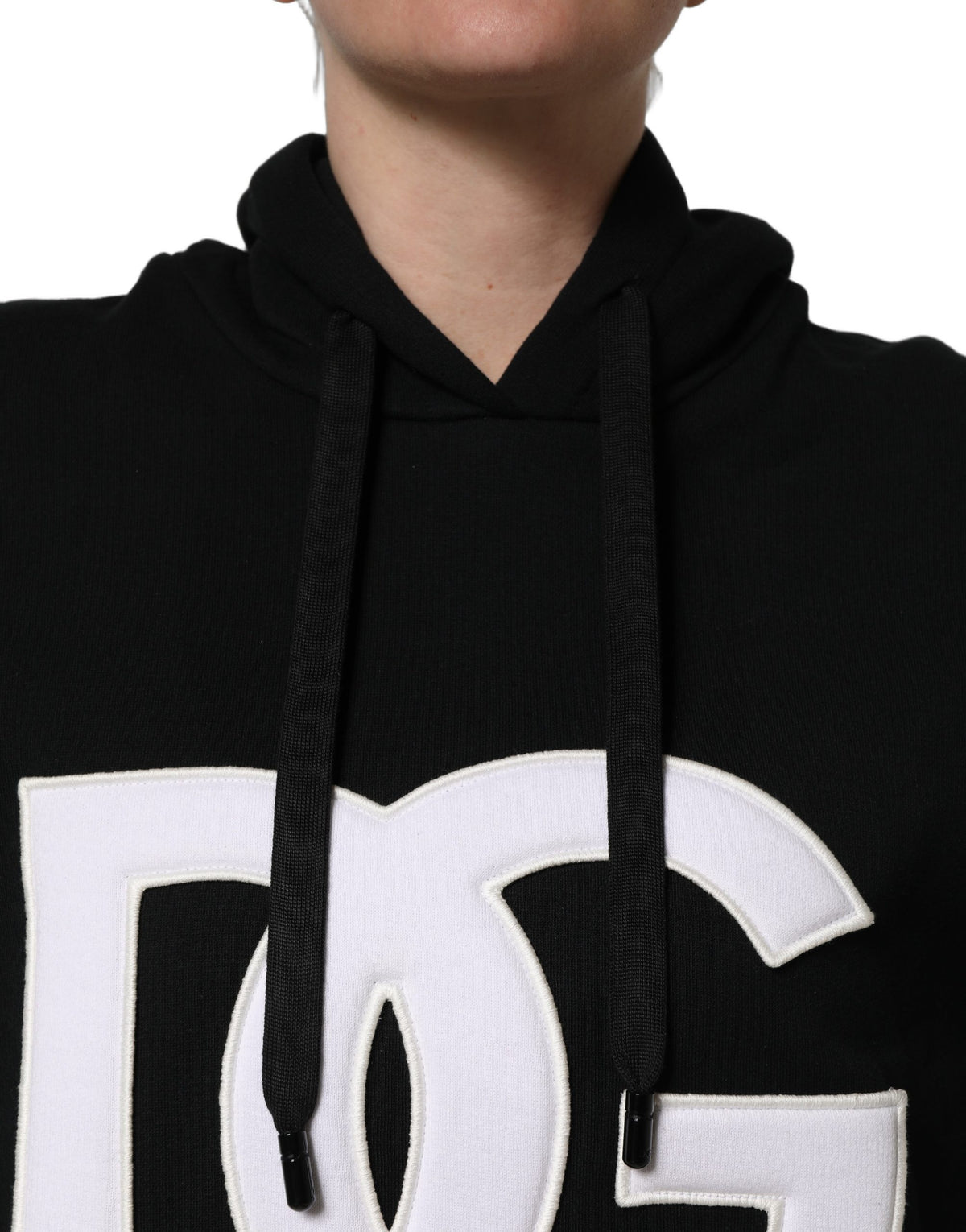 Dolce & Gabbana Black & White Appliqué Hooded Sweatshirt