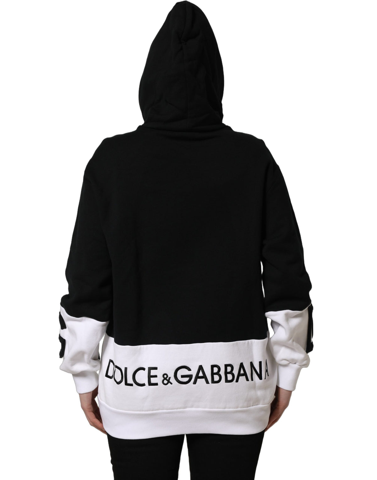 Dolce & Gabbana Black & White Appliqué Hooded Sweatshirt