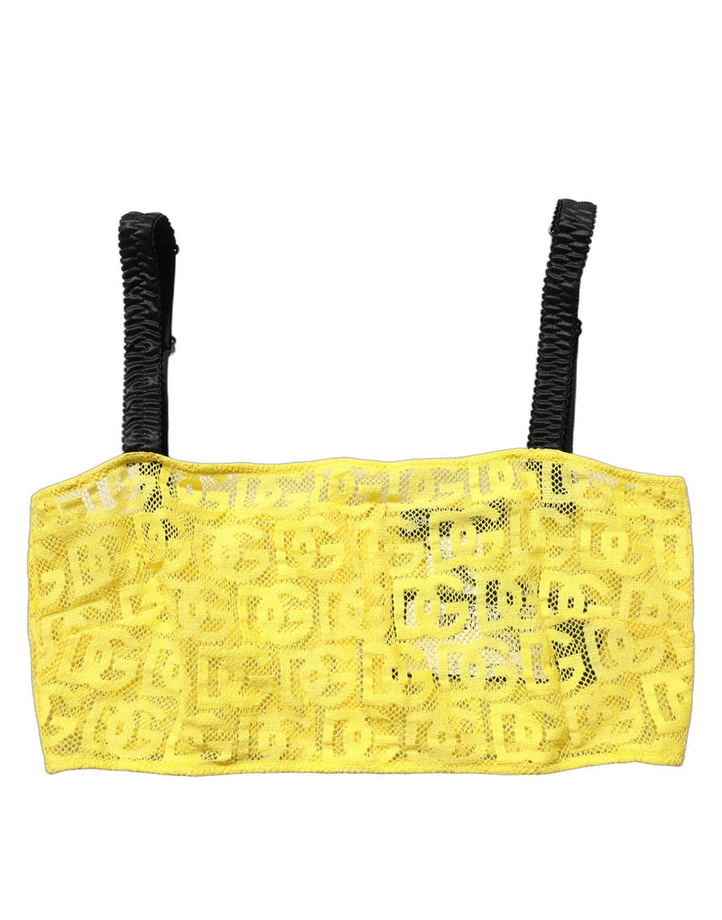 Dolce & Gabbana Yellow Silk Crepe Chiffon Crop Bralette Top