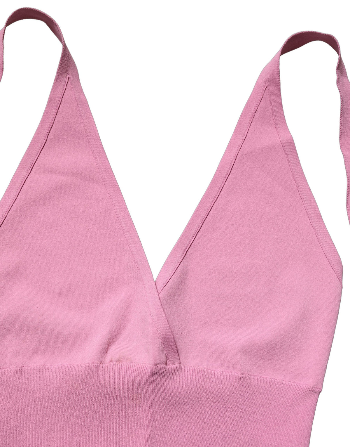 Dolce & Gabbana Pink Halter Neck Fitted Cropped Tank Top