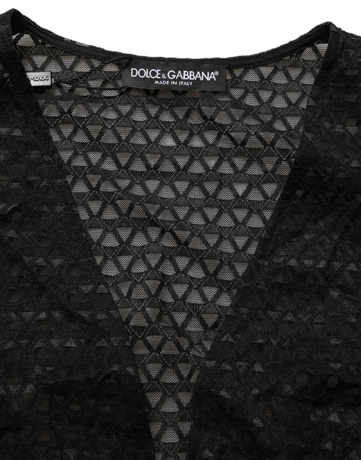 Dolce & Gabbana Black Nylon Fishnet Long Sleeve Cropped Top