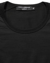 Dolce & Gabbana Black Cotton Round Neck Short Sleeve T-shirt