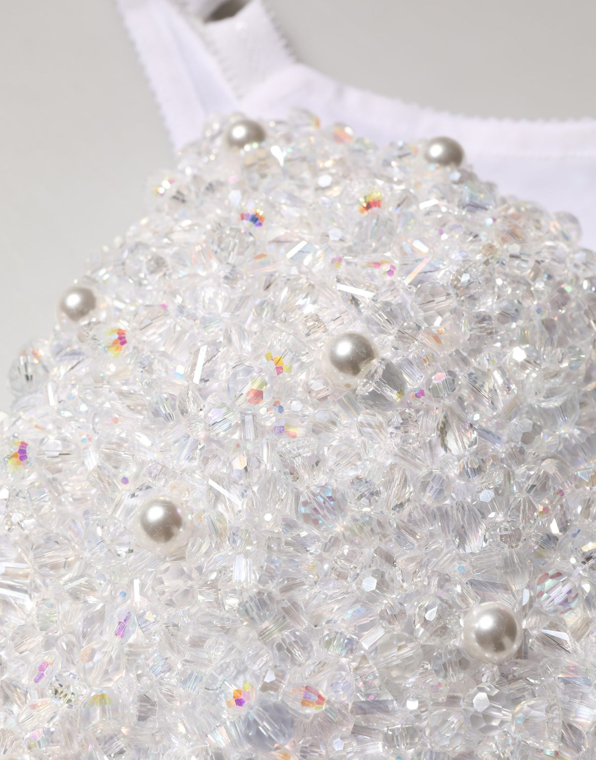 Dolce & Gabbana White Pearls Beaded Corset Bustier Crop Top