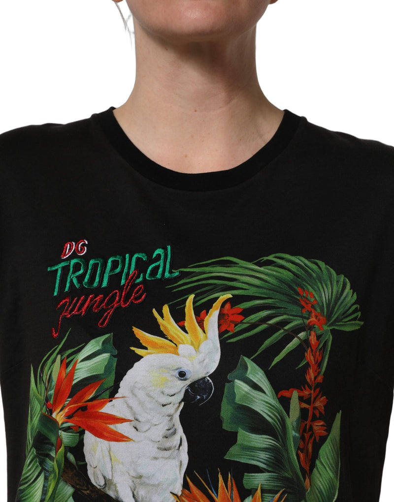 Dolce & Gabbana Black Tropical Jungle Round Neck T-shirt