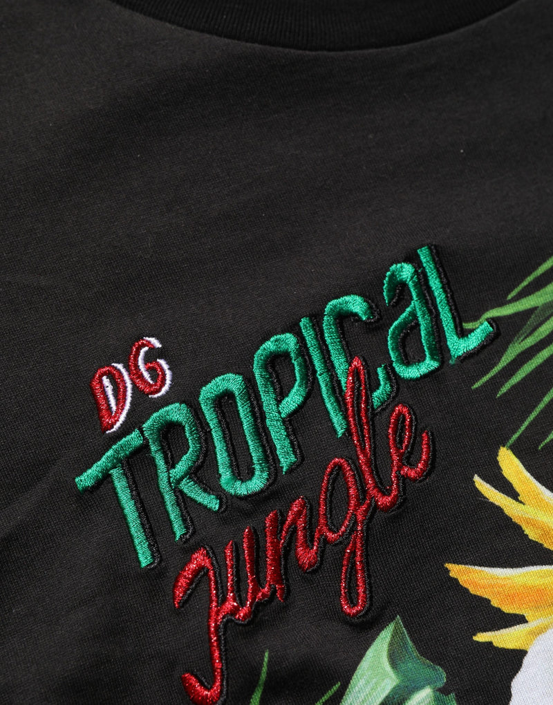 Dolce & Gabbana Black Tropical Jungle Round Neck T-shirt