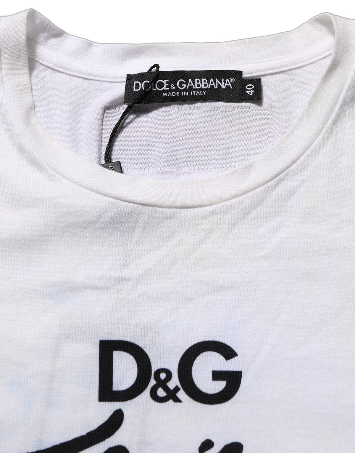 Dolce & Gabbana White D&G is Flowers Print Round Neck T-shirt