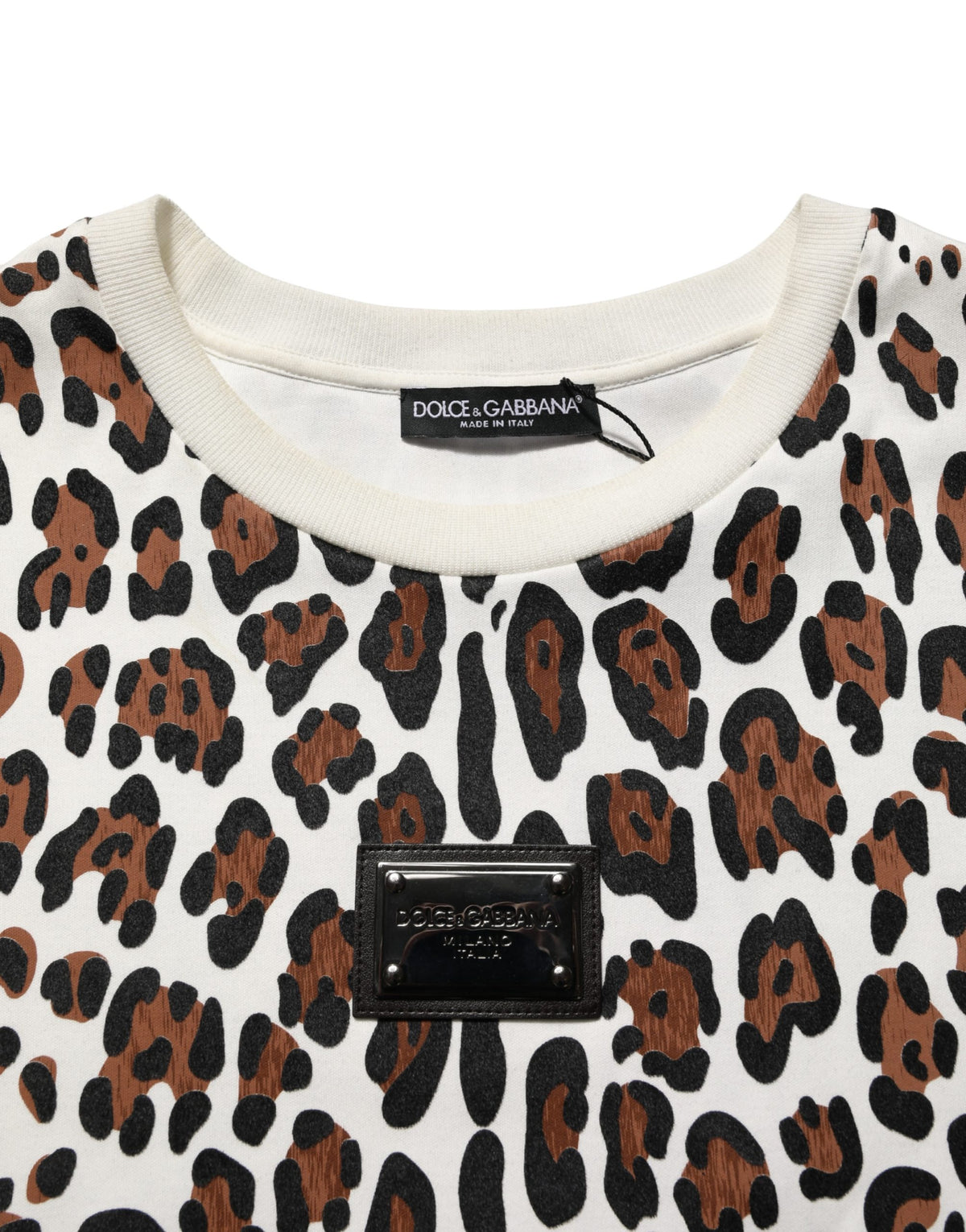 Dolce & Gabbana Multicolor Leopard Print Crew Neck T-shirt