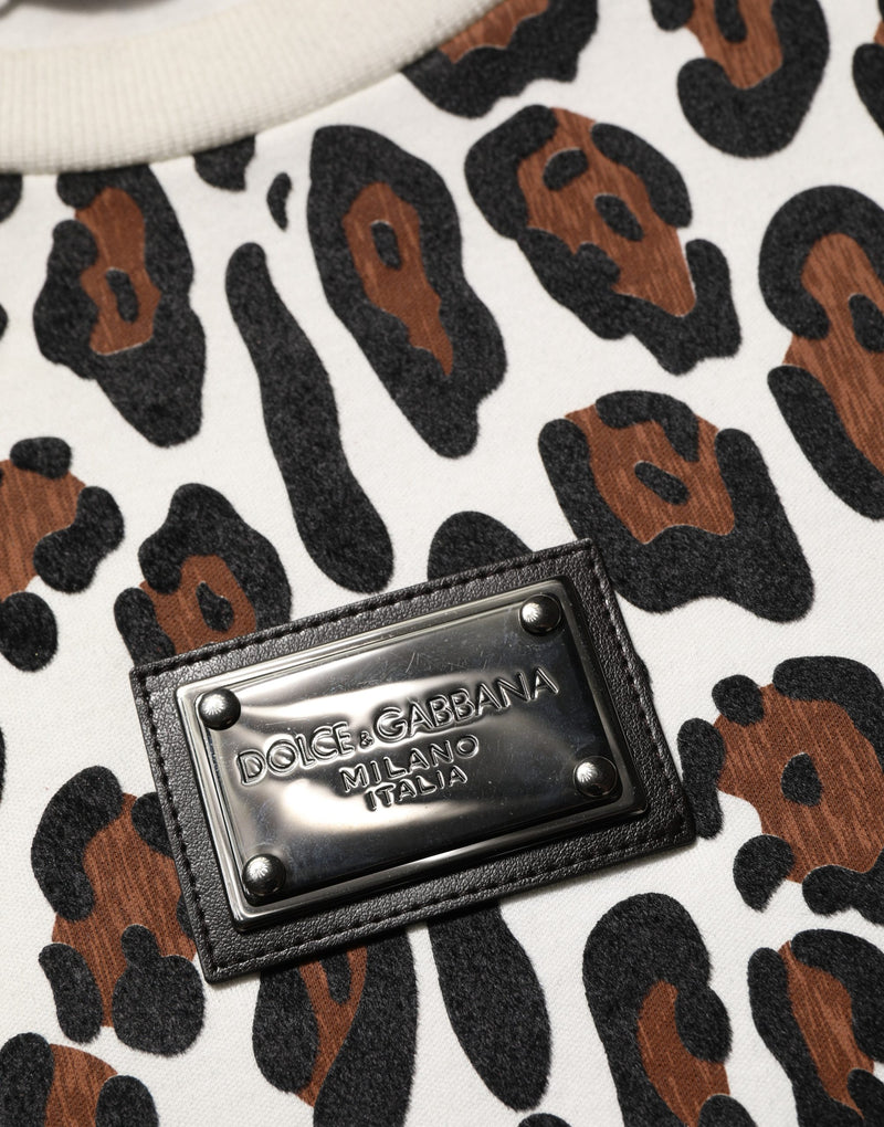Dolce & Gabbana Multicolor Leopard Print Crew Neck T-shirt