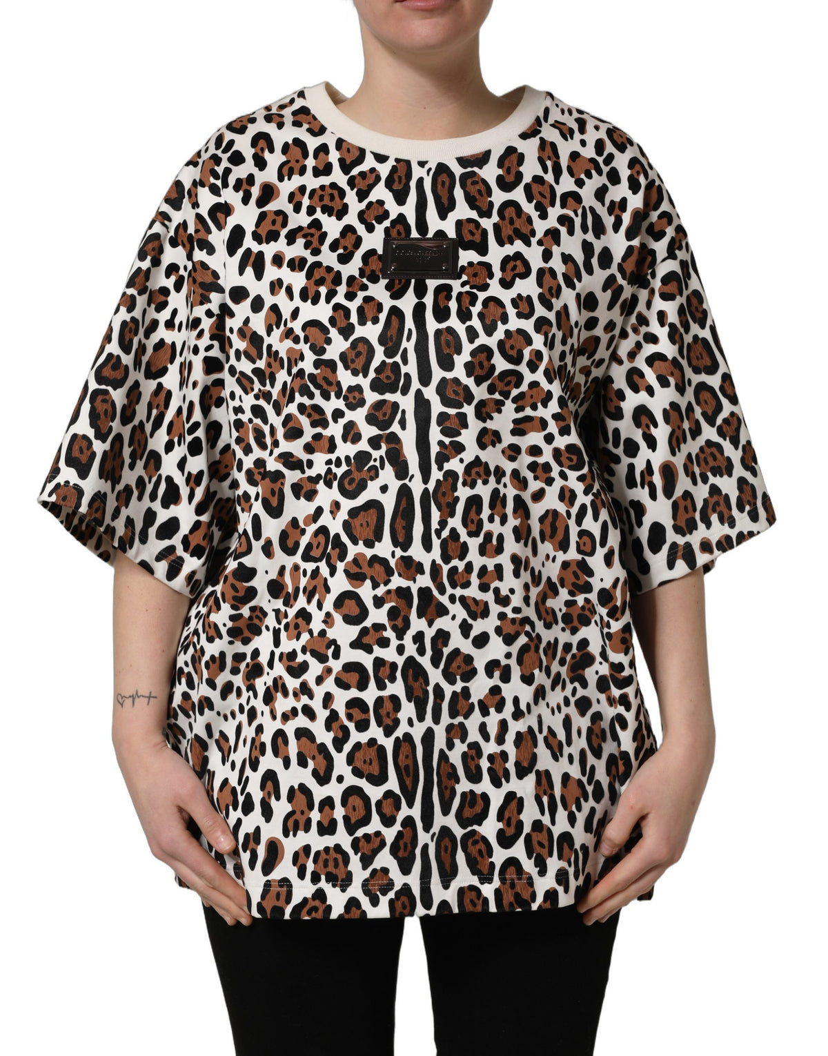 Dolce & Gabbana Multicolor Leopard Print Crew Neck T-shirt