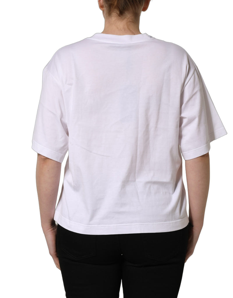 Dolce & Gabbana White Italia Flag Patch Round Neck T-shirt