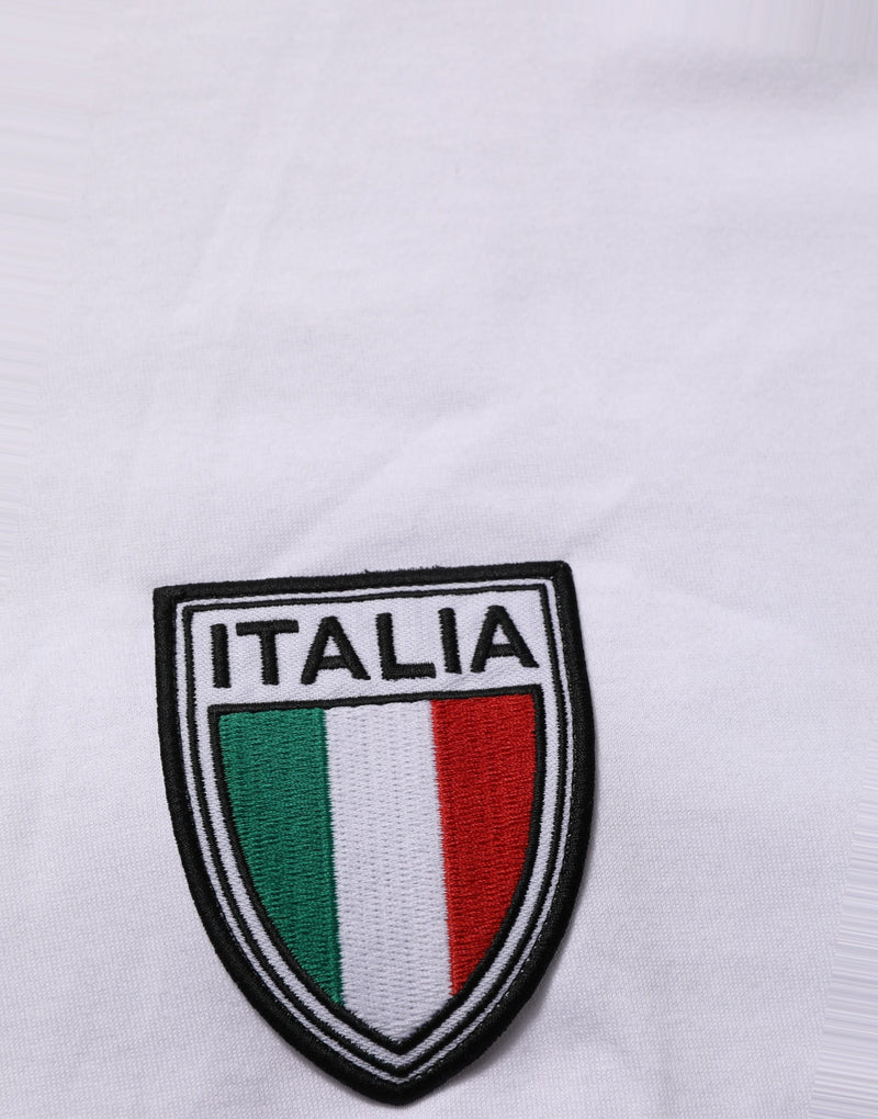 Dolce & Gabbana White Italia Flag Patch Round Neck T-shirt