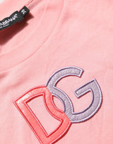 Dolce & Gabbana Pink Cotton DG Logo Round Neck Tank T-shirt