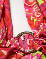 Dolce & Gabbana Red Paisley Silk Halter Neck Crop Top