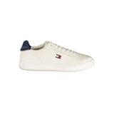 Tommy Hilfiger Men's White Polyurethane Sneakers with Blue Details