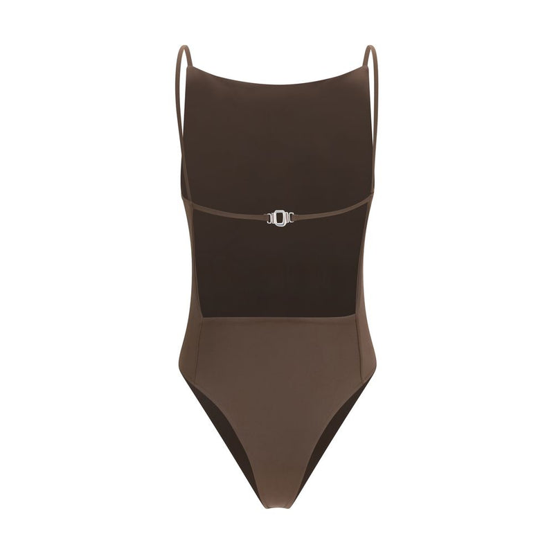 Maillot de bain une pièce en polyamide marron Jacquemus