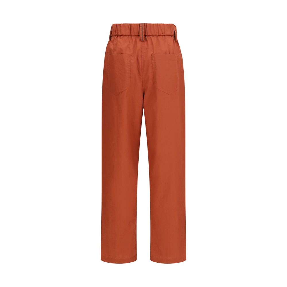 Brunello Cucinelli Orange Cotton Casual Pants for Women