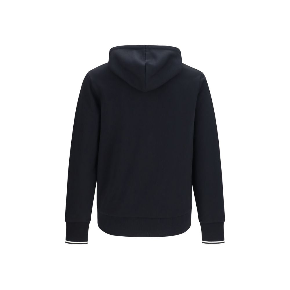 Fred Perry Black Cotton Sweatshirt with Striped Cuffs