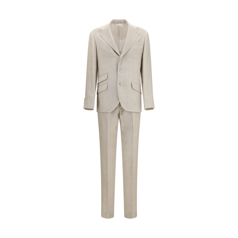 Brunello Cucinelli Beige Silk Two-Piece Suit for Men
