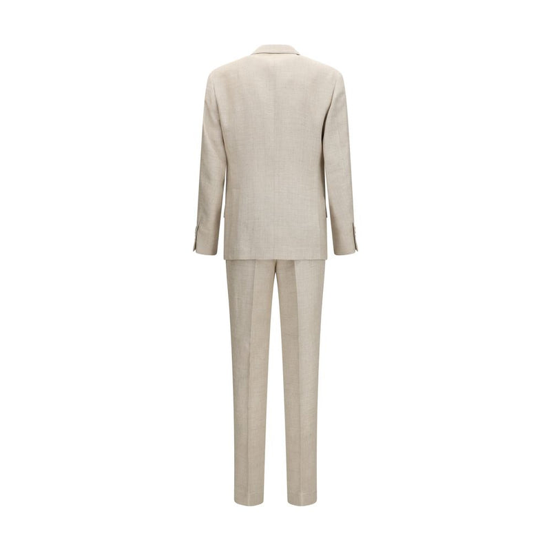 Brunello Cucinelli Beige Silk Two-Piece Suit for Men