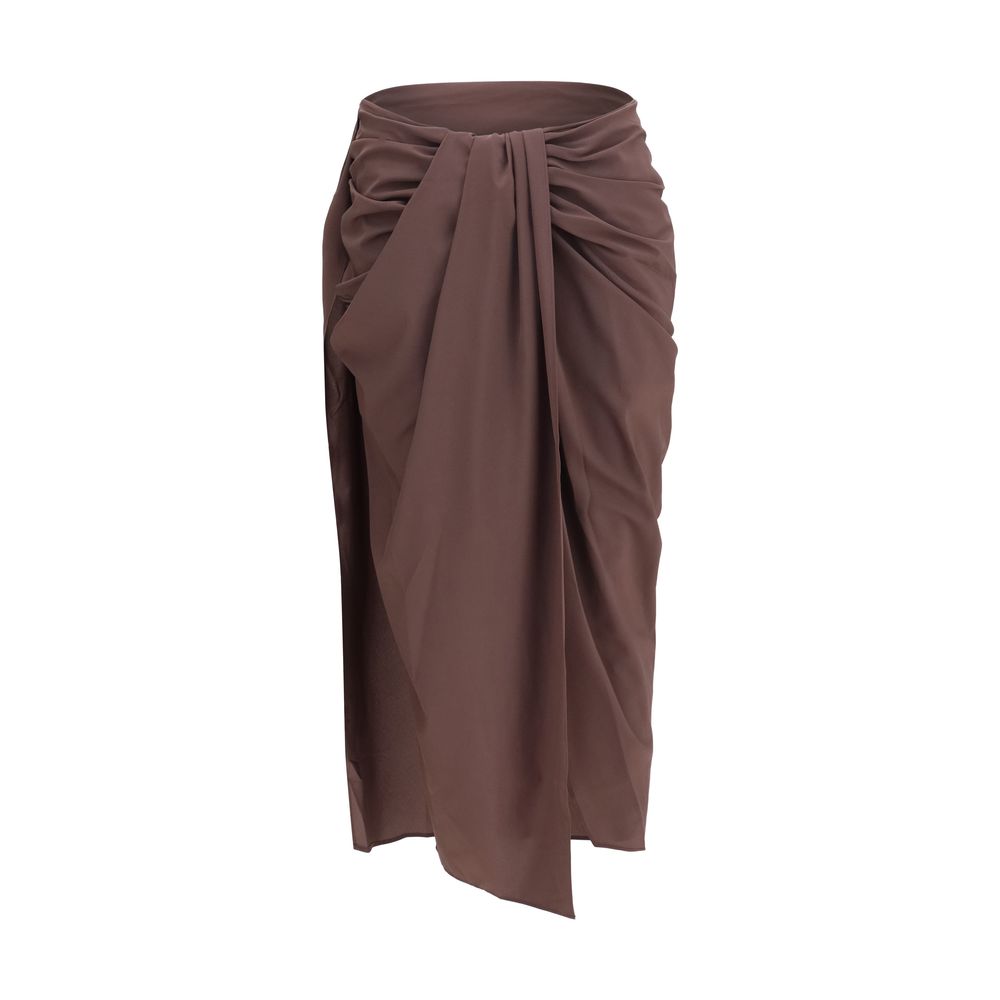 Jacquemus Pareo Brown Polyester Midi Skirt